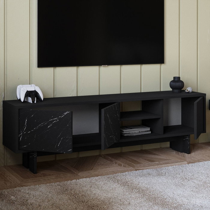 Hanah Home Soporte para TV Ravello Negro y Mármol